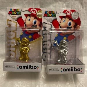 Gold and Silver Mario Amiibo
